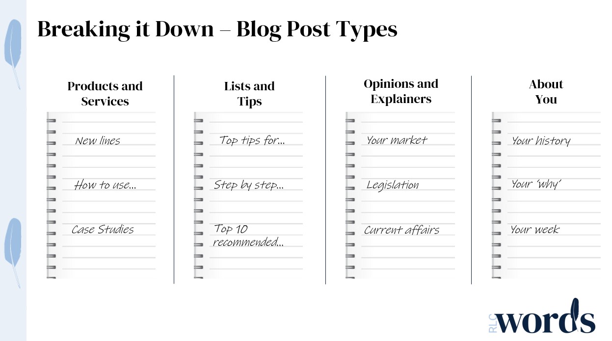 Four blog post types RLC Words